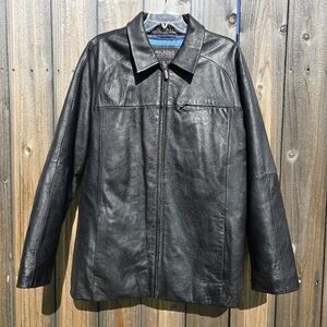 Wilsons Pele Studio Leather Jacket Mens Medium Black 3M Thinsulate Zip Pockets
